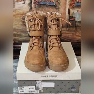 Sun & Stone Orlenaa Sherpa Suede Boots